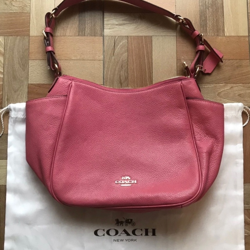 Brand New AUTHENTIC Coach Pebble Leather Rori Shoulder Bag C2853 Pink Bubblegum